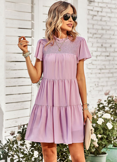 Short Sleeve Slim Waist Dress