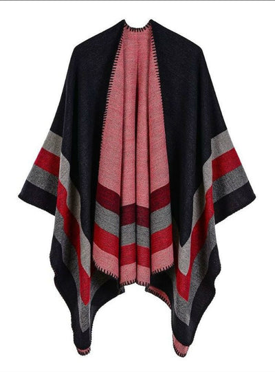 Four Bar Large Frame Split Cashmere Napped Shawl