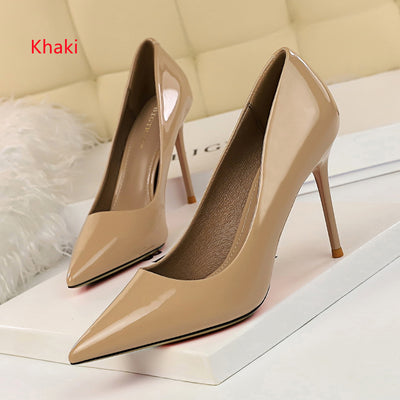 Patent Sshallow Mouth Pointed Shoes