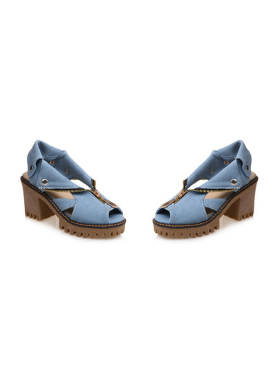 Denim Platform Sandals Women High Heel Sandal