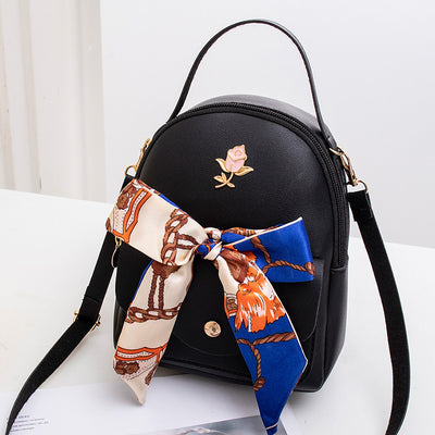 Silk Scarves Single Shoulder Pu Backpack