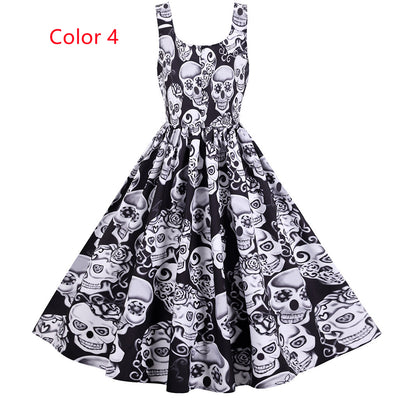 Halloween Sleeveless Party Print Dress