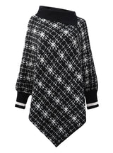 Contrasting Color Side Lapel Cape Shawl