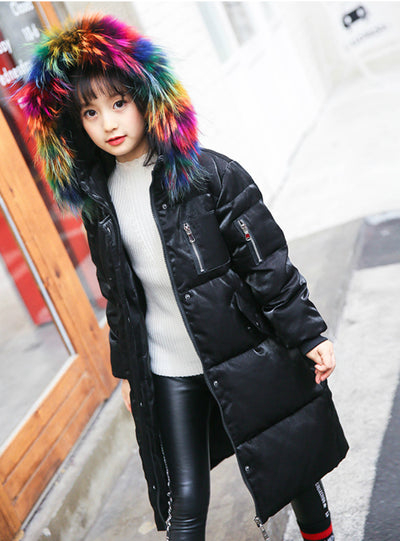 Children Outerwear Overcoat Hooded Colored Fur