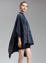 Women's Split Napped Jacquard Shawl Long Knit
