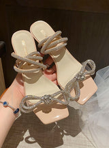 Diamond Stiletto Bow Sandals