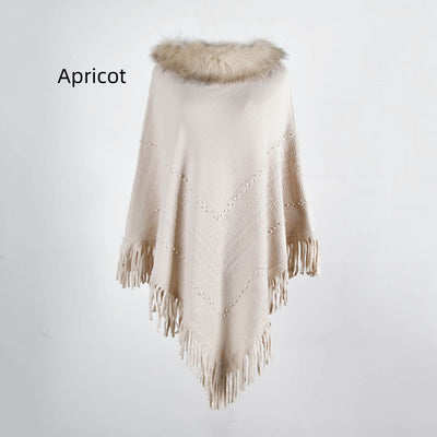 Fringe Collar Beaded Shawl Cloak