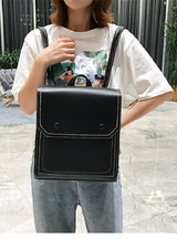 Retro-style Solid Color PU Backpack