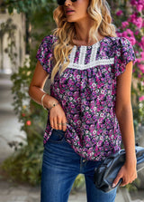 Loose Casual Floral Short Sleeve Shirt