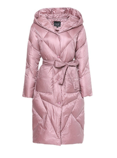 Slim-fit Long Hooded White Duck Down Light Down