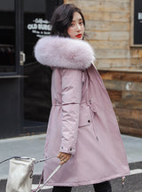 Winter Warm Velvet Thicken Faux Fur Coats Parka