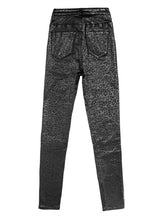 Black Leopard Print PU leather Pants