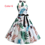 Retro Backless Print Vintage Dress