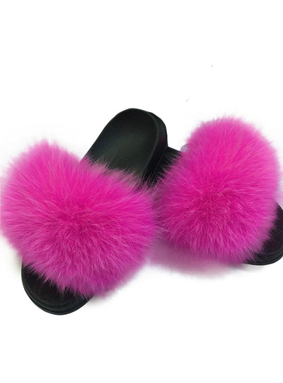 Casual Raccon Fur Sandals Furry Fluffy Plush Shoes