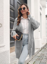 Twist Pocket Long Knitted Loose Cardigan Sweater
