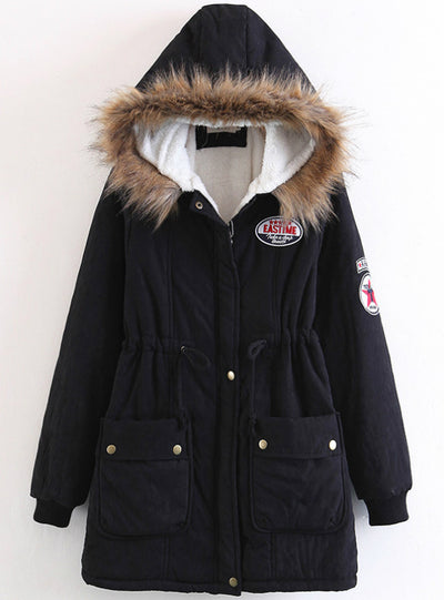 Wool Collar Hat Cotton-padded Jacket Cashmere 