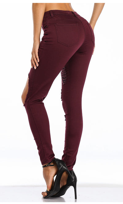 Women Sexy Holes Pant Jeans