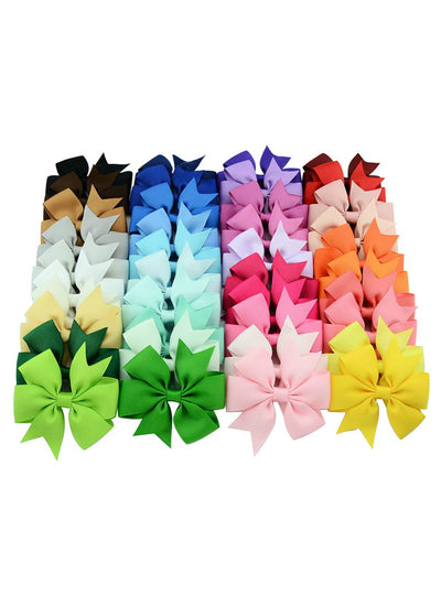 40Pcs/lot 3 Inch Grosgrain Ribbon Hairpins Girl Bows 