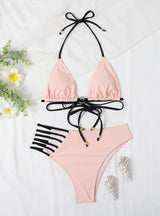 Split Leopard Print Hollow Swimsuit Bikini