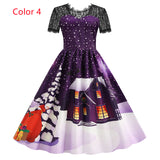 Lace Stitching Short Sleeve Printed Dress