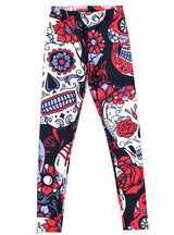 Skull&flower Black Leggings Digital Print Pants