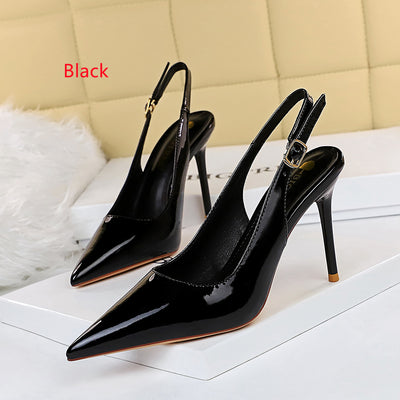 Shallow Pointed Hollow Back Strap Shoes