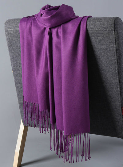 Cashmere Like Scarf Double-Sided Shawl Warm Knitting