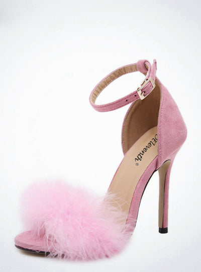High-Heeled Sandals Fur Fashion Stiletto Heels 