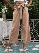 High-waisted Cropped Trousers Wide-leg Pant