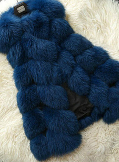 Faux Fox Warm Women Coat Vests Winter Furs 