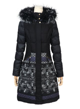 Winter Jacket With Hood Black Long Parka Print