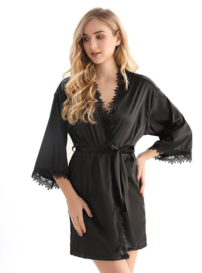 Imitation Silk Satin Robe Bathrobe Pajamas