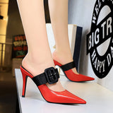 Women's Shallow-mouth Belt Buckle Slippers