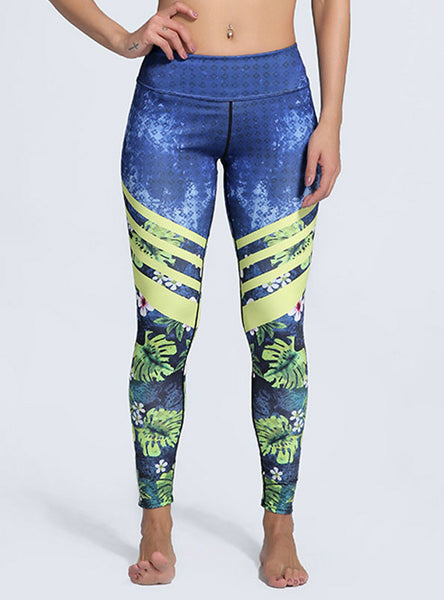 Leaf Printed Plus Size Fitness Legging Push Up