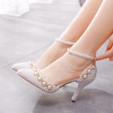 Beaded Bracelet Rhinestone Sandals Wedding Shoes