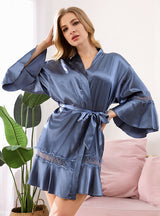 Ice Silk Lace Mosaic Bathrobe
