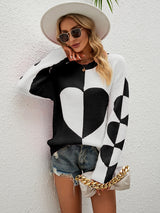 Long Sleeve Love Pattern Turtleneck Sweater