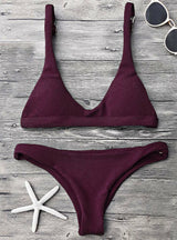 Swimwear Solid Color Beachwear Brazilian Bikini Set