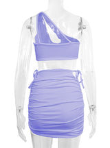 One-shoulder Short Hollow Two-piece Set Dress
