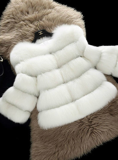 Fur Coat Elegant Thick Warm Outerwear Fake Fur