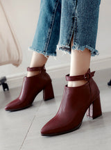 Pointed Toe Square Heel Women Boots Fashion