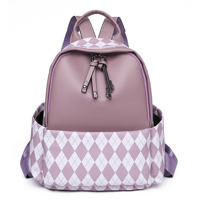 Large-capacity Contrast Rhombus Outdoor Travel Backpack