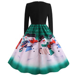 Christmas Note Printed Long Sleeve Dress