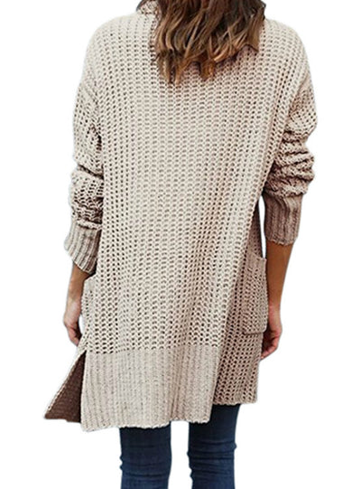 Sweater Cardigan Loose Irregular Lapel Double Bag