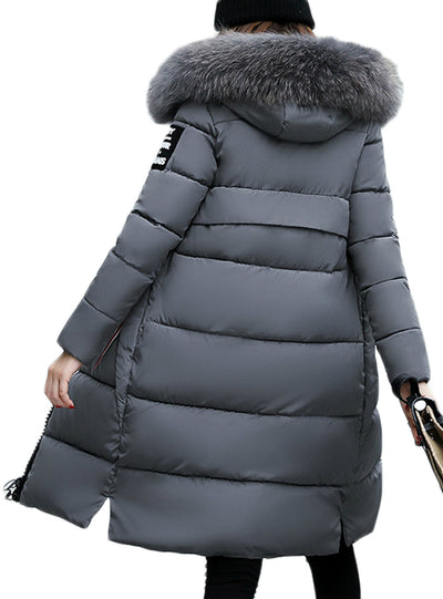 Warm Winter Jacket Women Big Fur Thick Slim