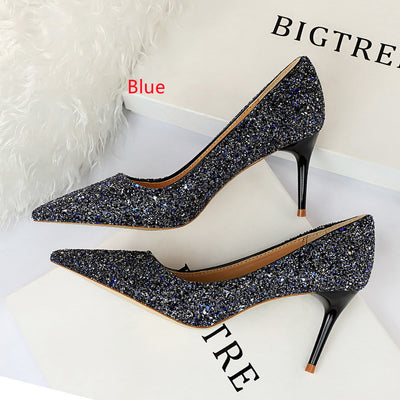 Shiny Sequined Stiletto Heel Shoes