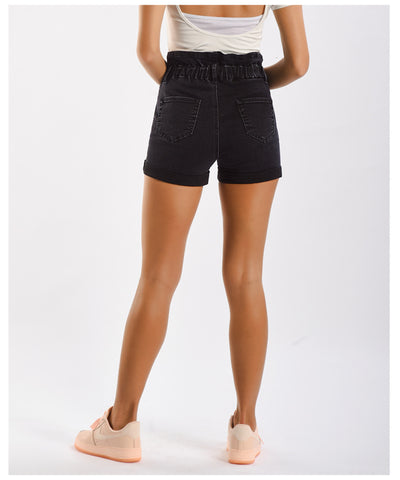 Black Wide-legged Denim Shorts