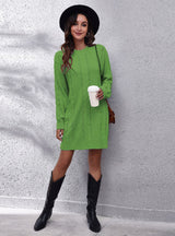 Loose Long-sleeved Knitted Sweater Dress