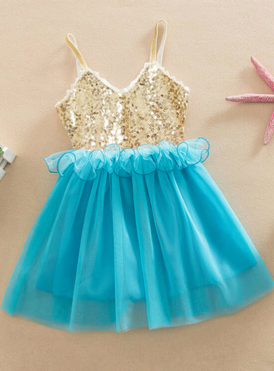 Tulle Ball Sleeveless Dresses Sequins Princess Children
