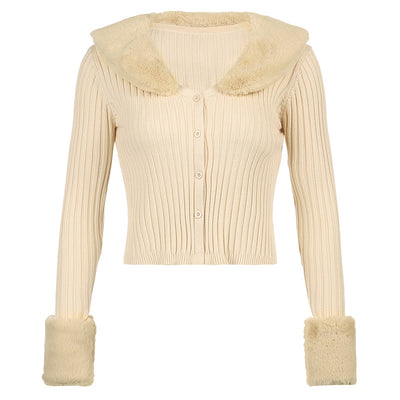 Thin Furry Knitted Cardigan Sweater Women